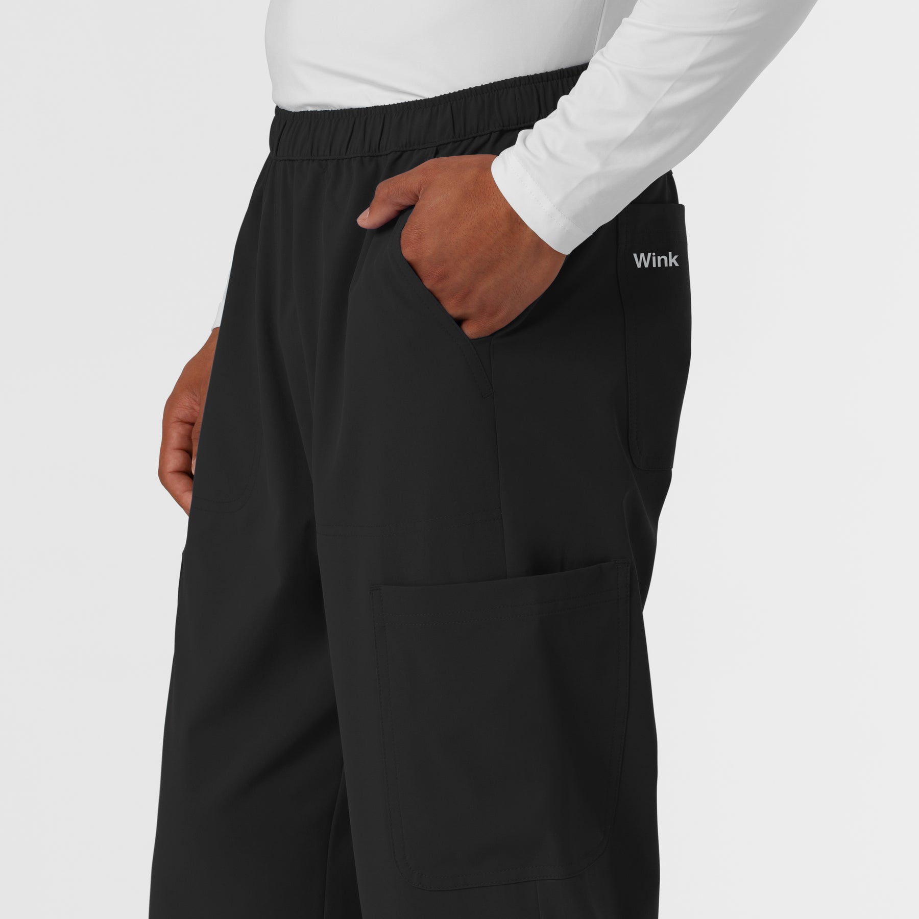NURTUR Men's Straight Leg Cargo Scrub Pant Black back detail
