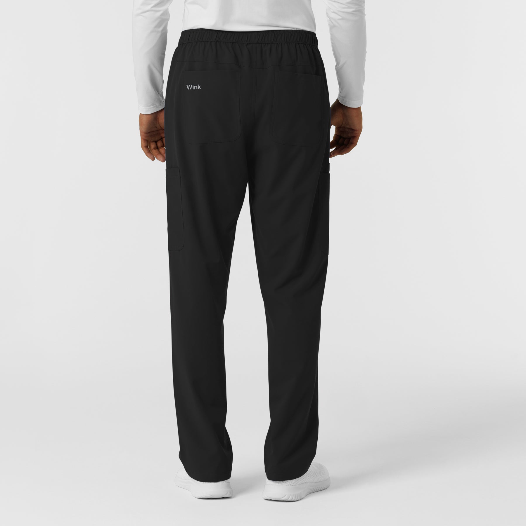 NURTUR Men's Straight Leg Cargo Scrub Pant Black back view