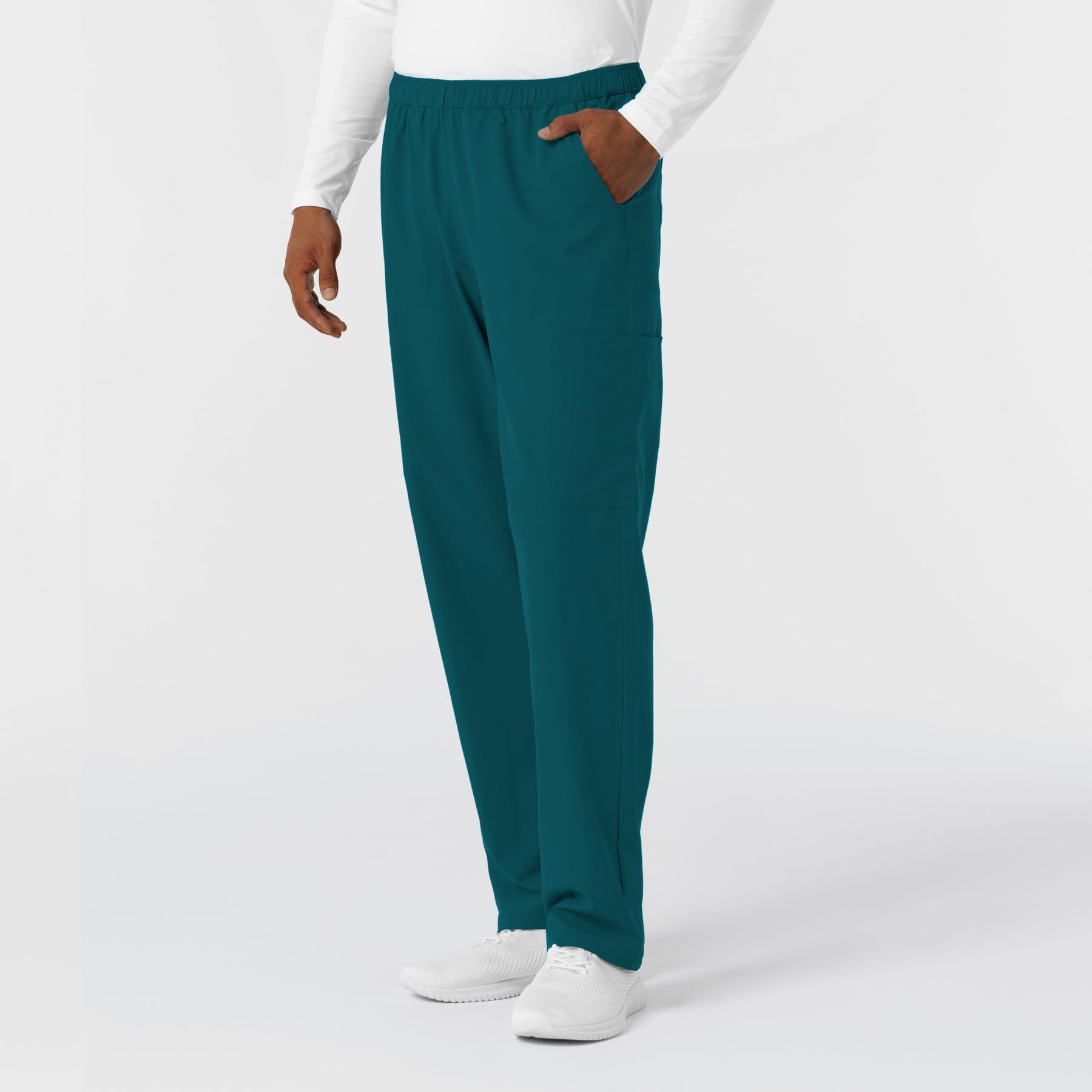 NURTUR Men's Straight Leg Cargo Scrub Pant Caribbean side view
