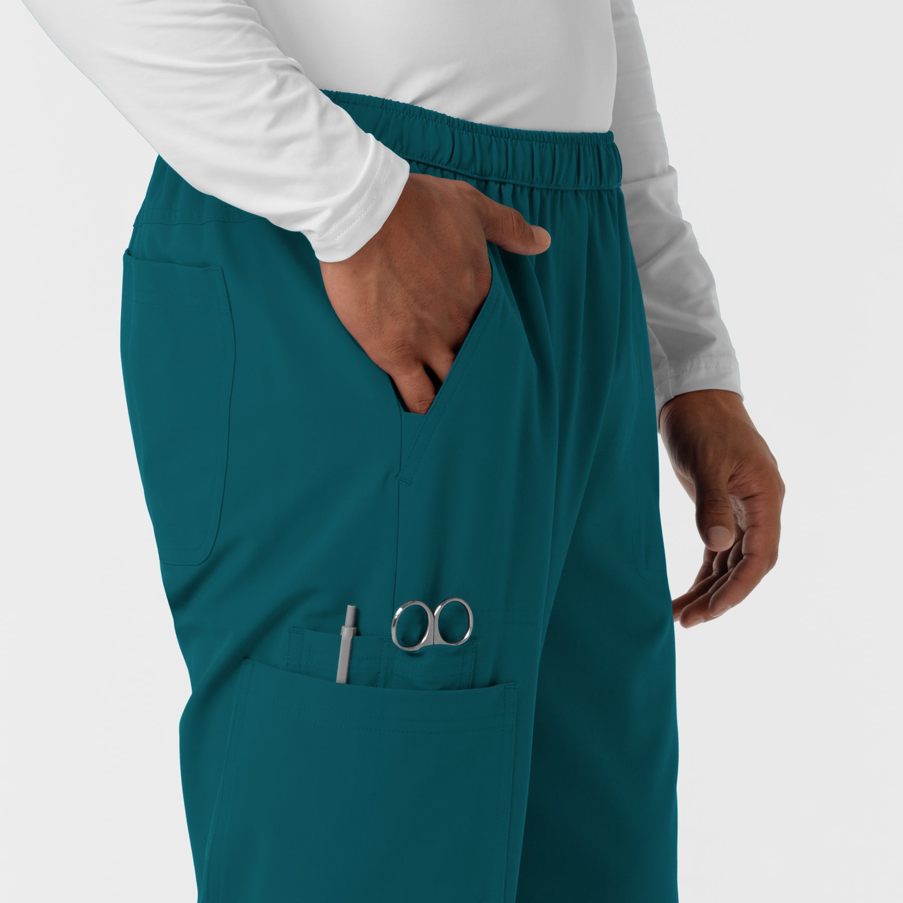 NURTUR Men's Straight Leg Cargo Scrub Pant Caribbean side detail 2