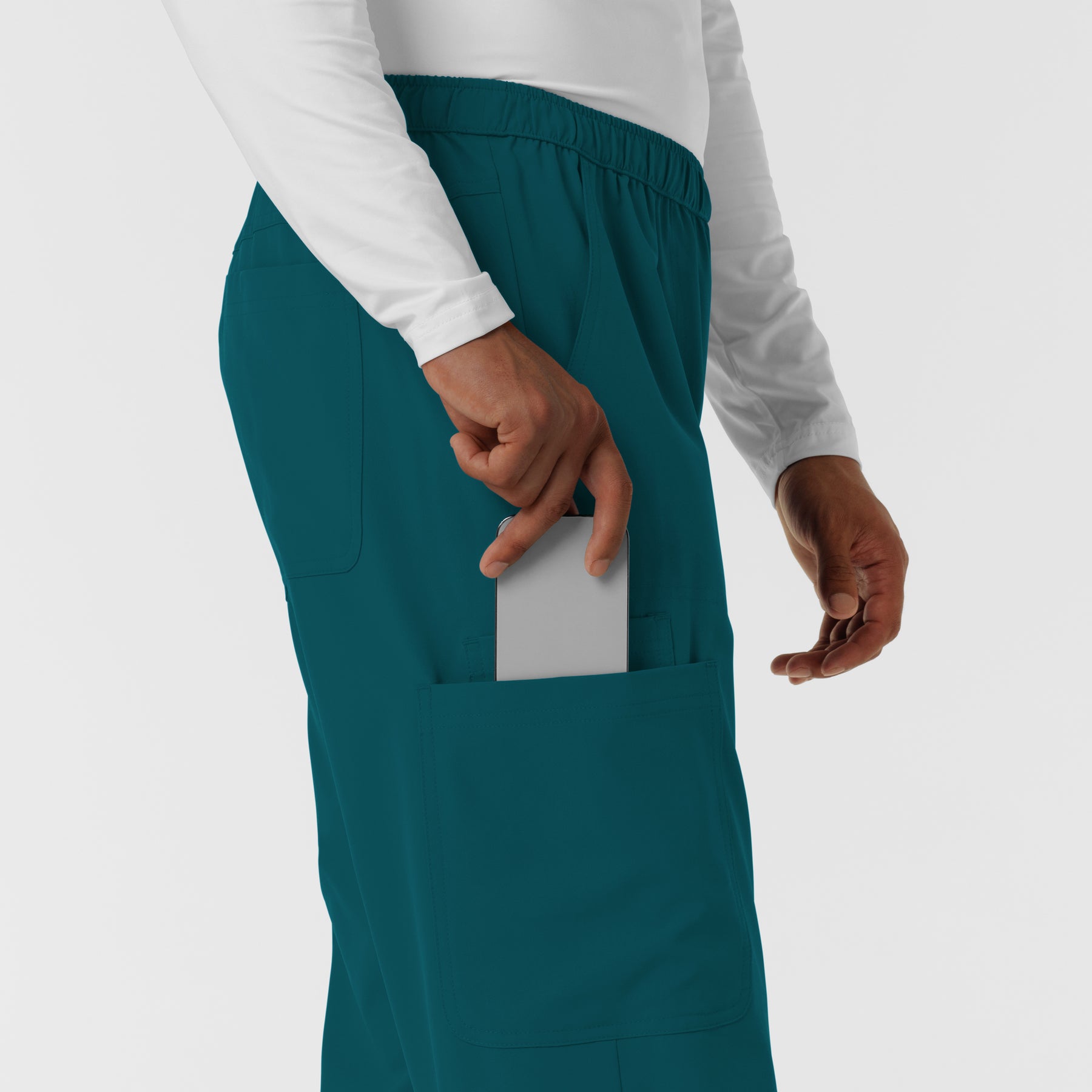 NURTUR Men's Straight Leg Cargo Scrub Pant Caribbean hemline detail