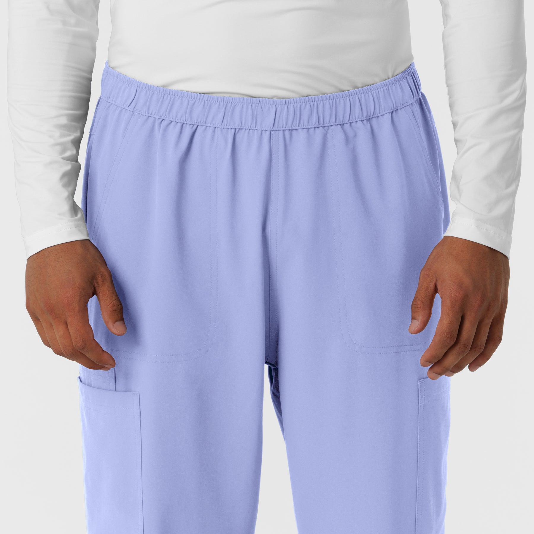 NURTUR Men's Straight Leg Cargo Scrub Pant Ceil Blue front detail