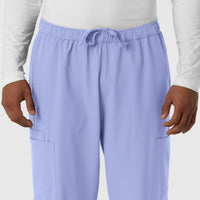NURTUR Men's Straight Leg Cargo Scrub Pant Ceil Blue side detail 1