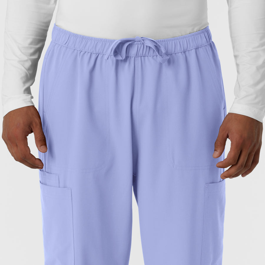 NURTUR Men's Straight Leg Cargo Scrub Pant Ceil Blue side detail 1