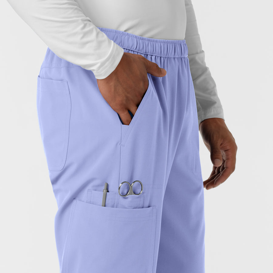 NURTUR Men's Straight Leg Cargo Scrub Pant Ceil Blue side detail 2