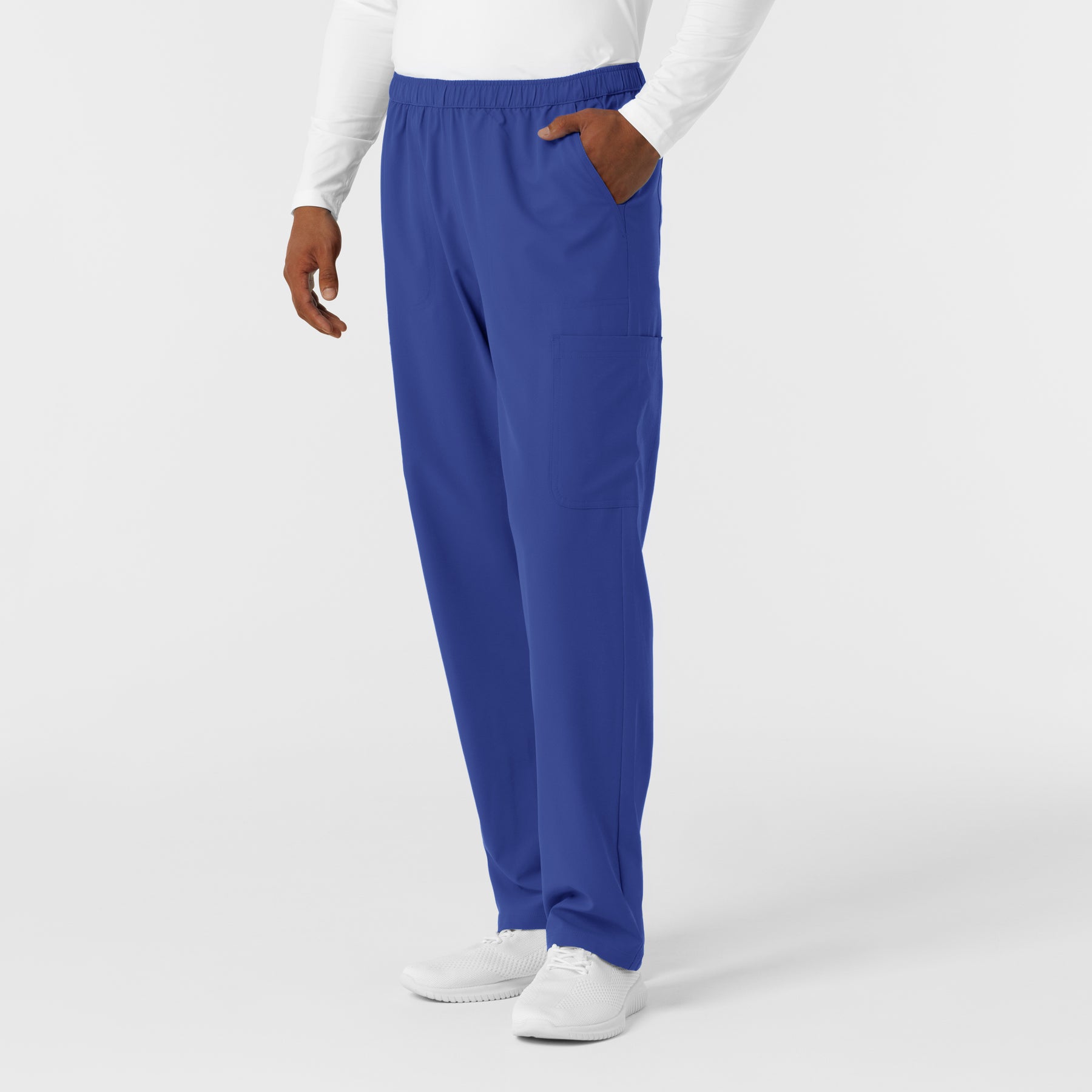 NURTUR Men's Straight Leg Cargo Scrub Pant Galaxy Blue side view