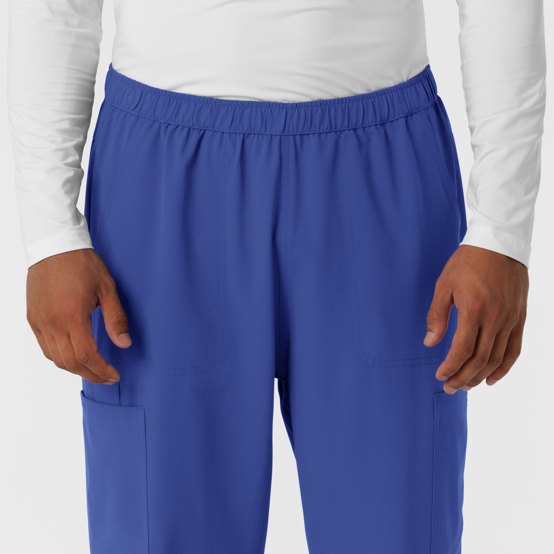 NURTUR Men's Straight Leg Cargo Scrub Pant Galaxy Blue front detail