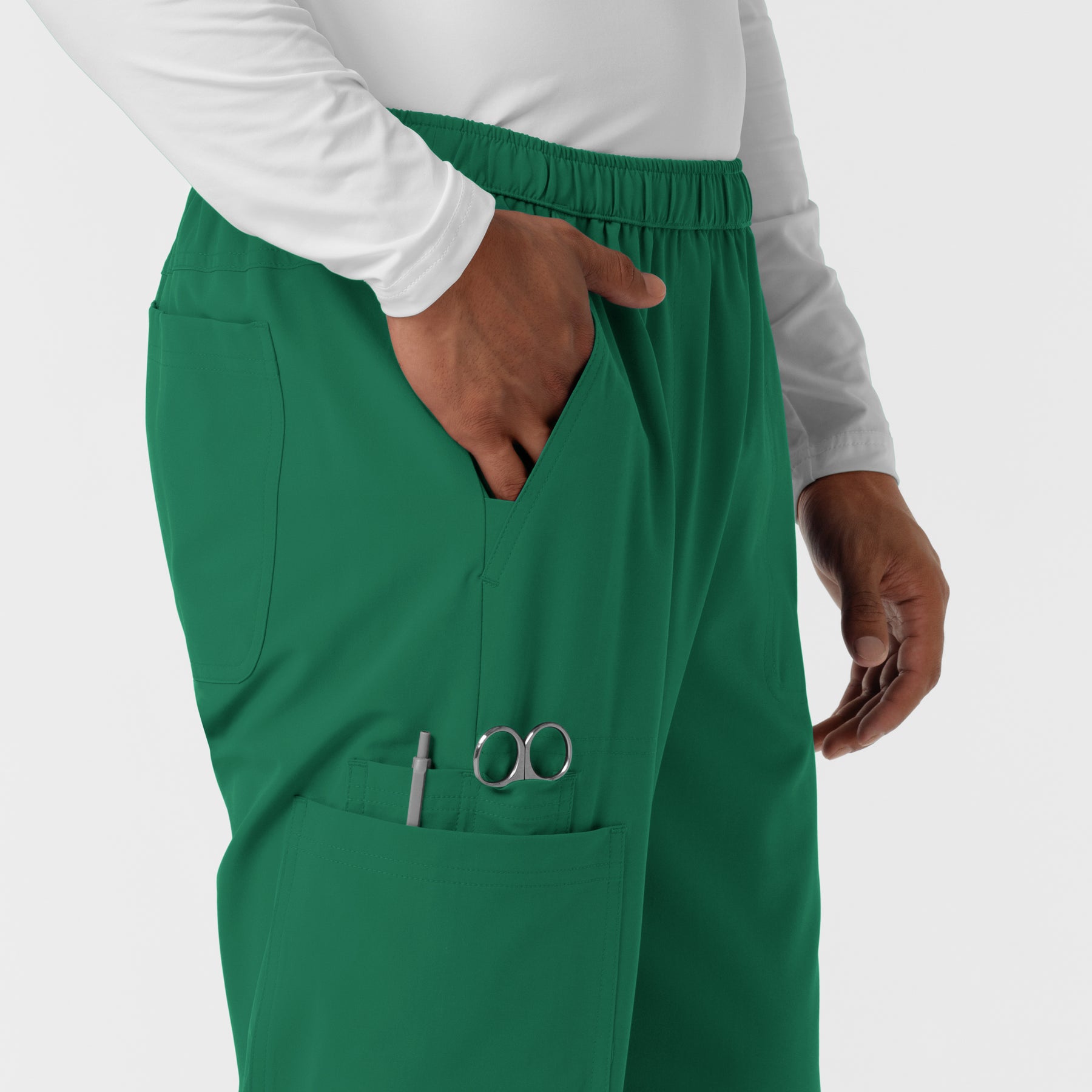 NURTUR Men's Straight Leg Cargo Scrub Pant Hunter side detail 2