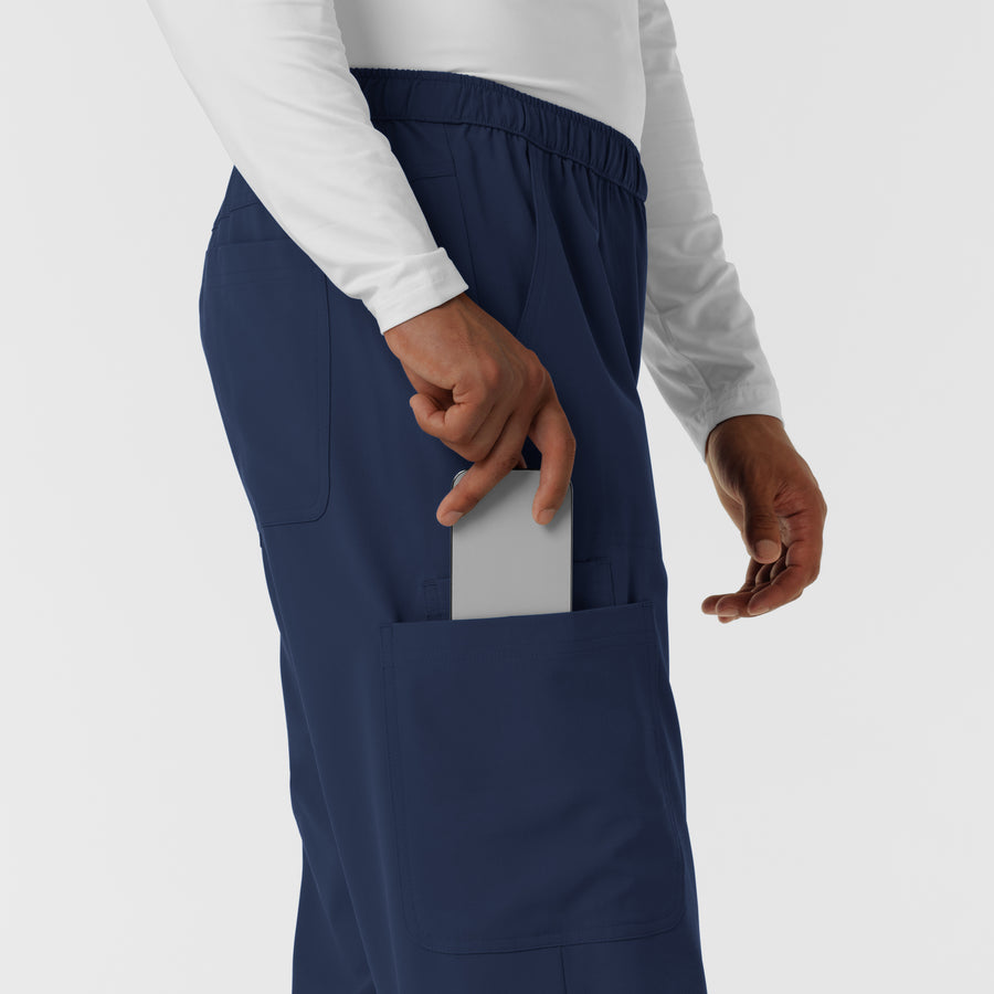 NURTUR Men's Straight Leg Cargo Scrub Pant Navy hemline detail