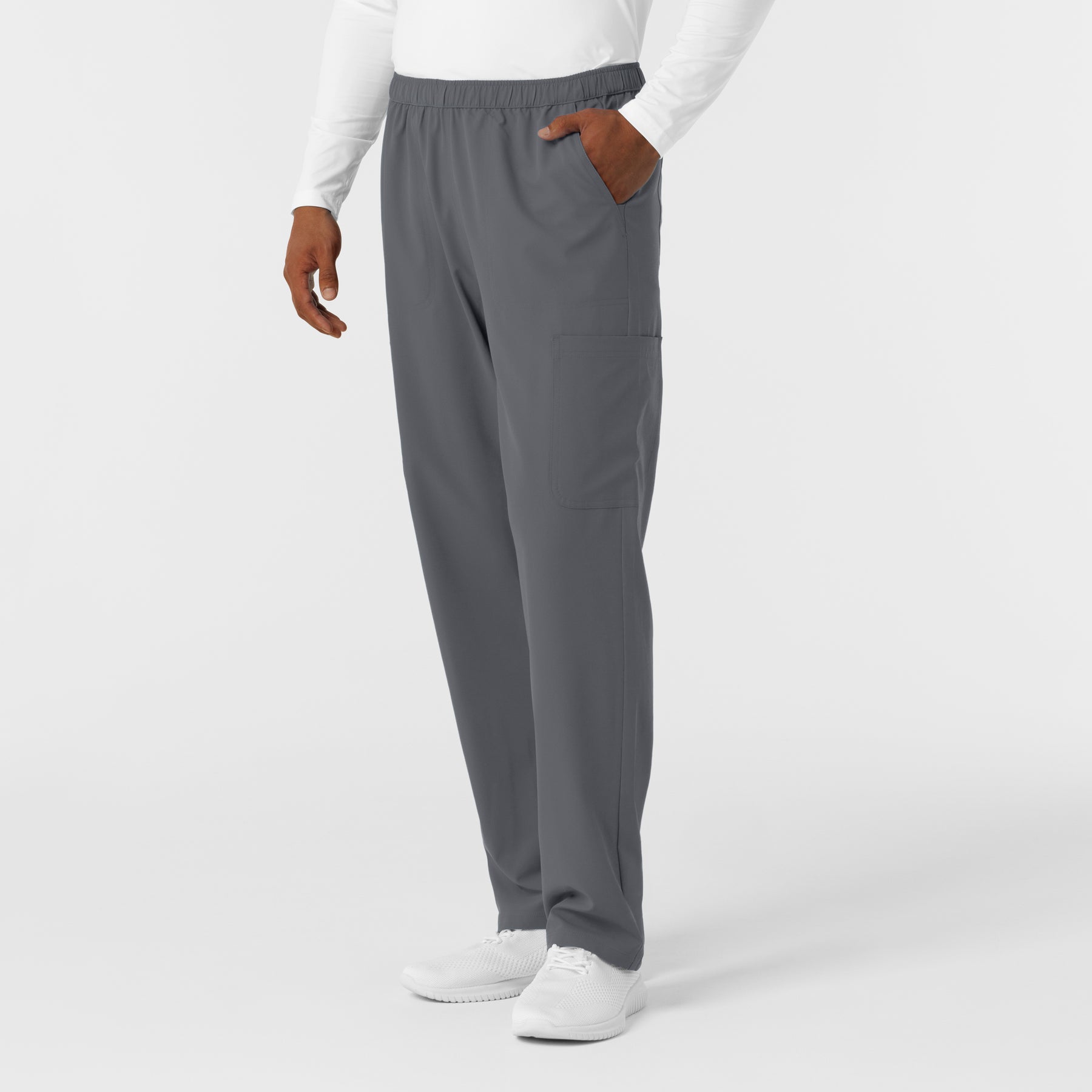 NURTUR Men's Straight Leg Cargo Scrub Pant Pewter side view