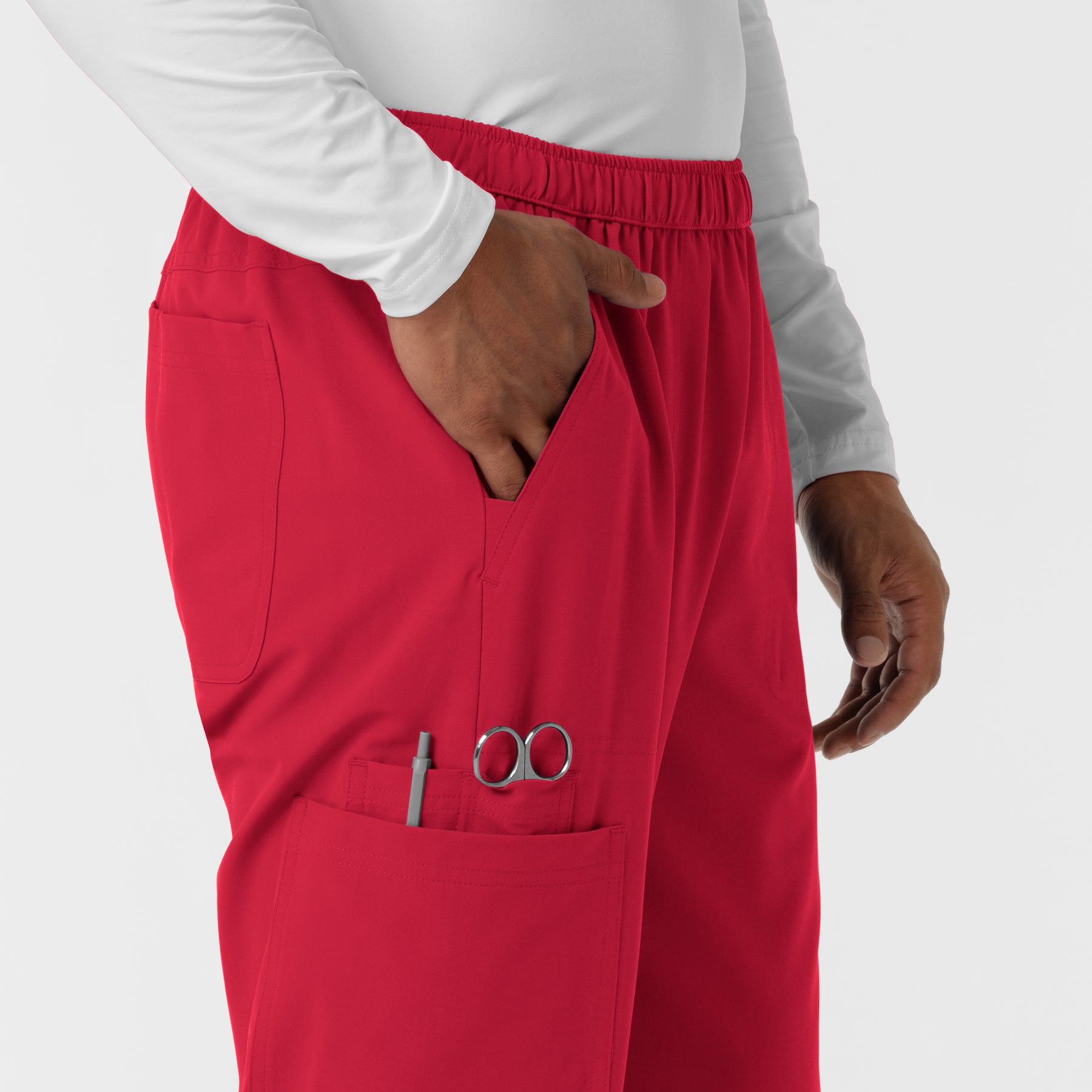 Nurtur Men's Straight Leg Cargo Scrub Pant - Red