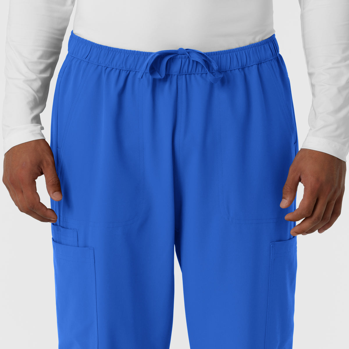 NURTUR Men's Straight Leg Cargo Scrub Pant Royal side detail 1