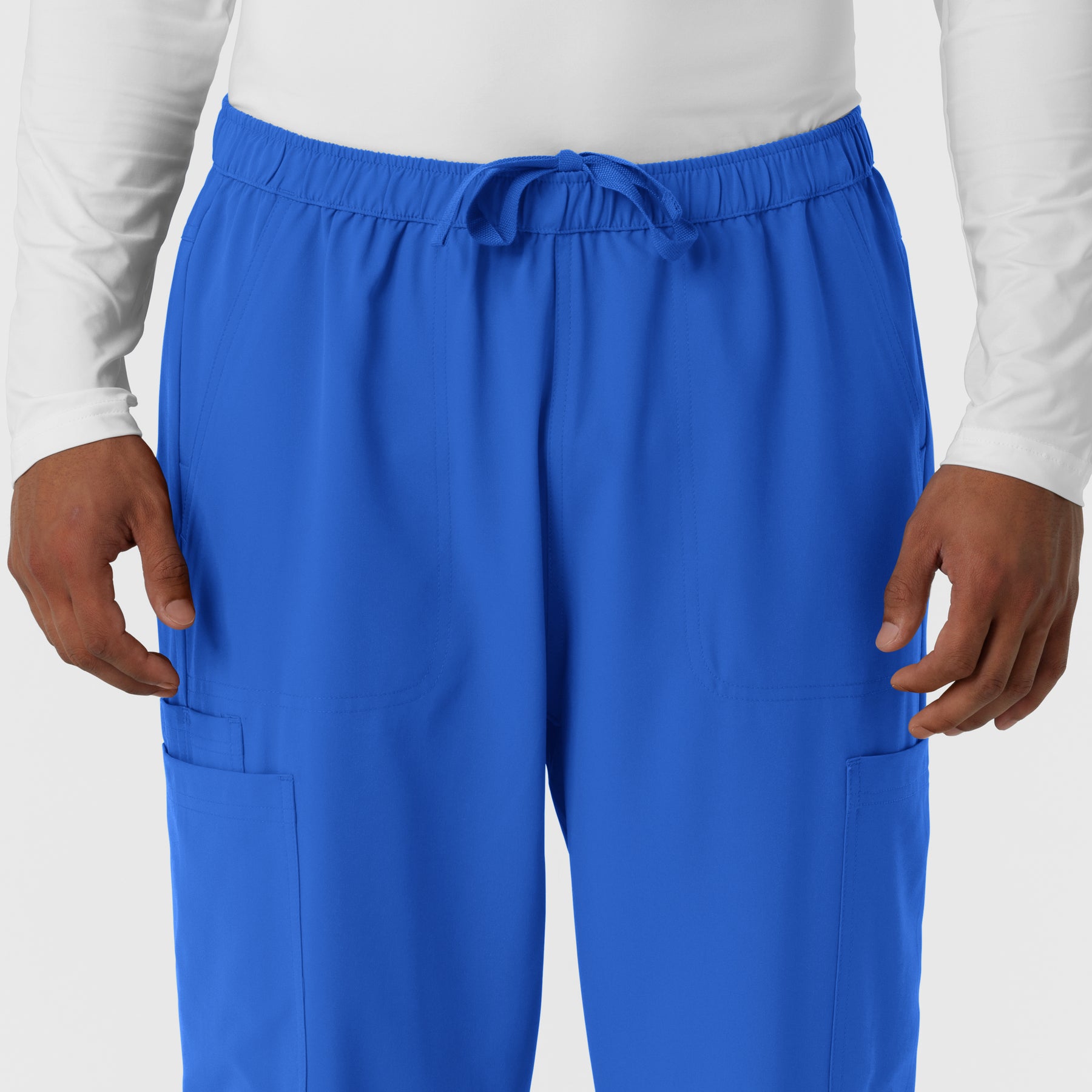NURTUR Men's Straight Leg Cargo Scrub Pant Royal side detail 1