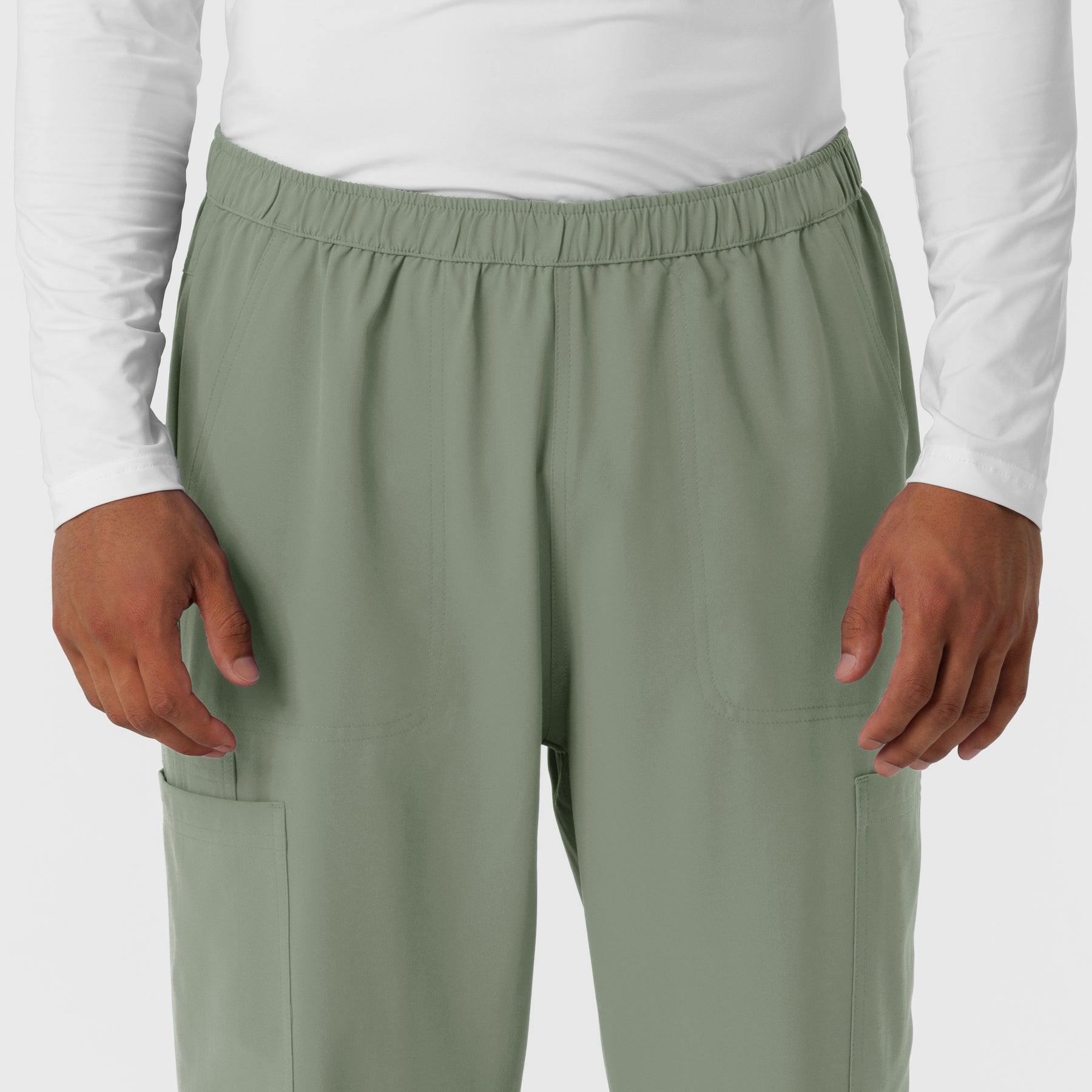 NURTUR Men's Straight Leg Cargo Scrub Pant Sage front detail