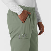 NURTUR Men's Straight Leg Cargo Scrub Pant Sage side detail 2