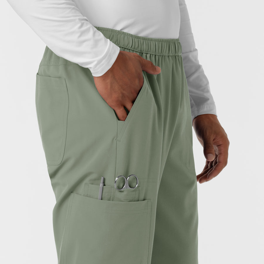 NURTUR Men's Straight Leg Cargo Scrub Pant Sage side detail 2