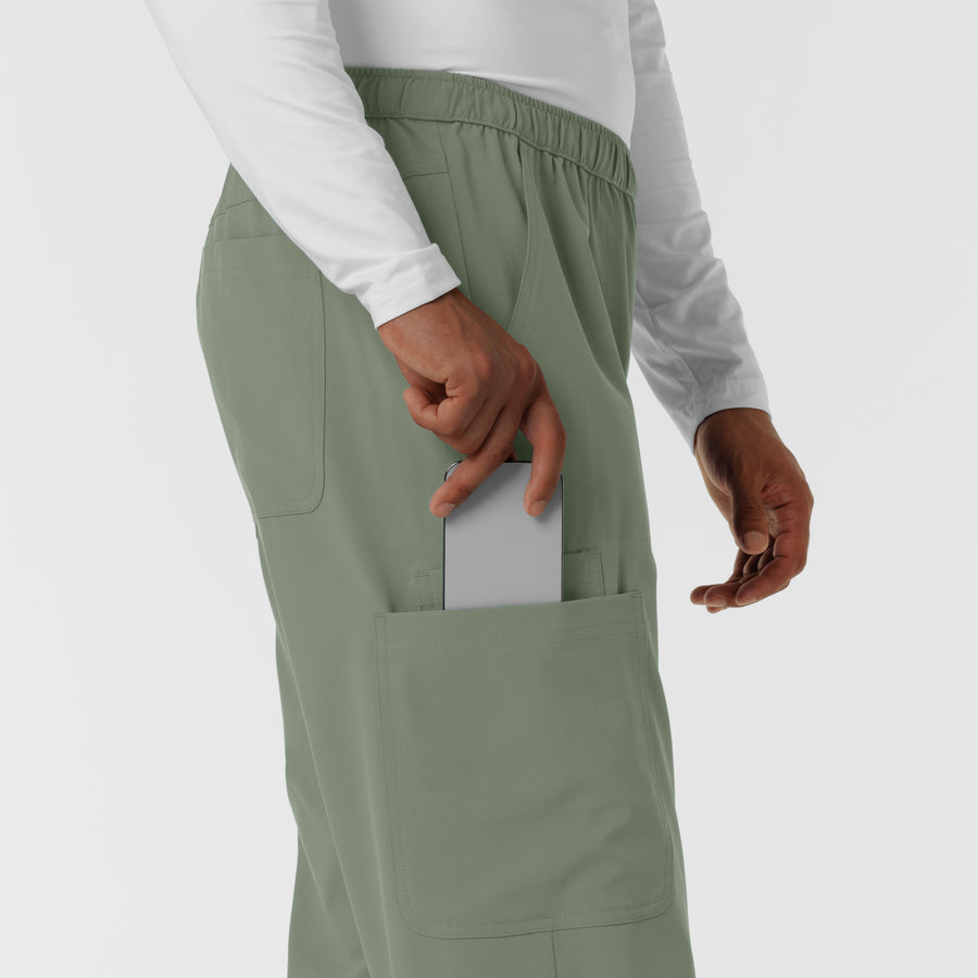 NURTUR Men's Straight Leg Cargo Scrub Pant Sage hemline detail