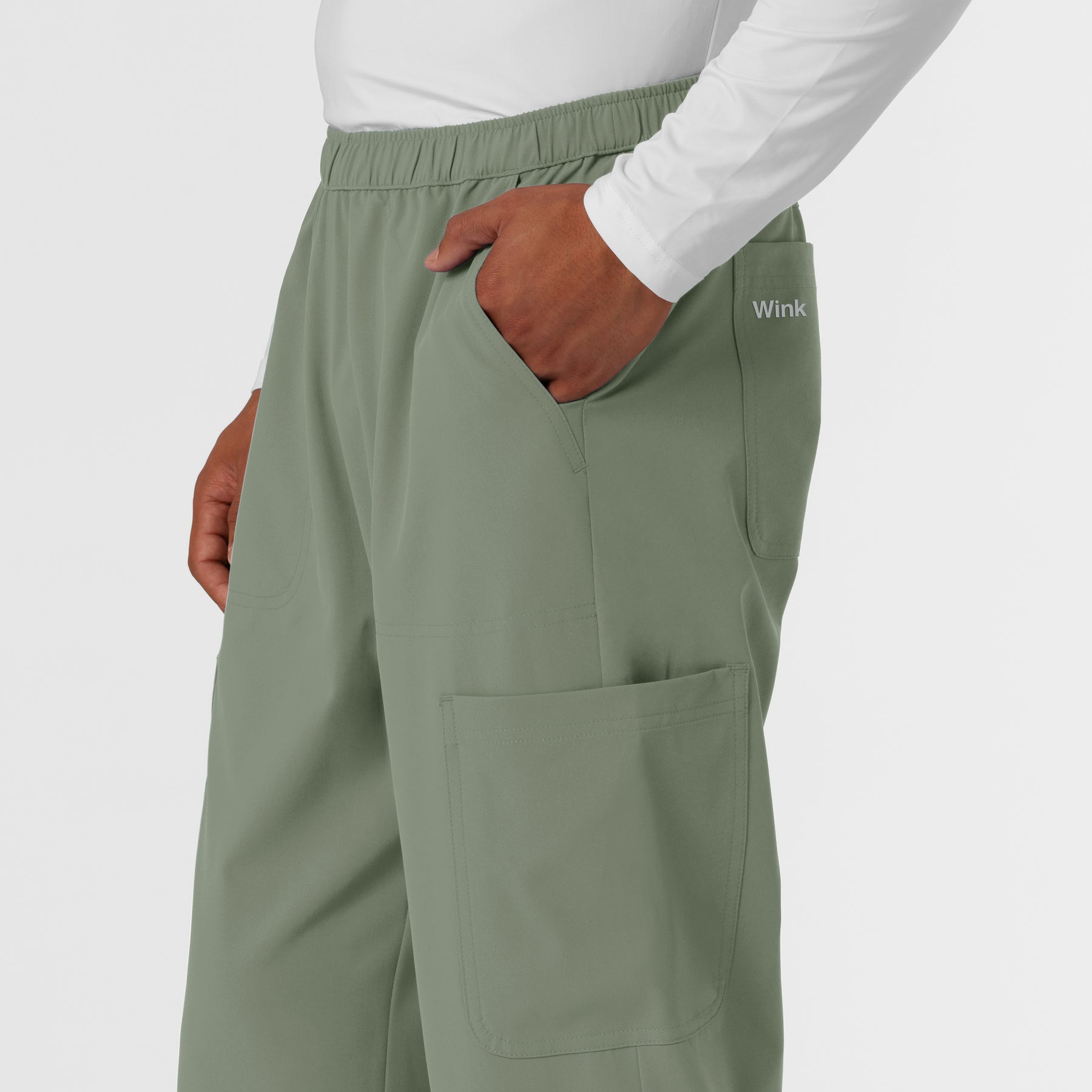 NURTUR Men's Straight Leg Cargo Scrub Pant Sage back detail