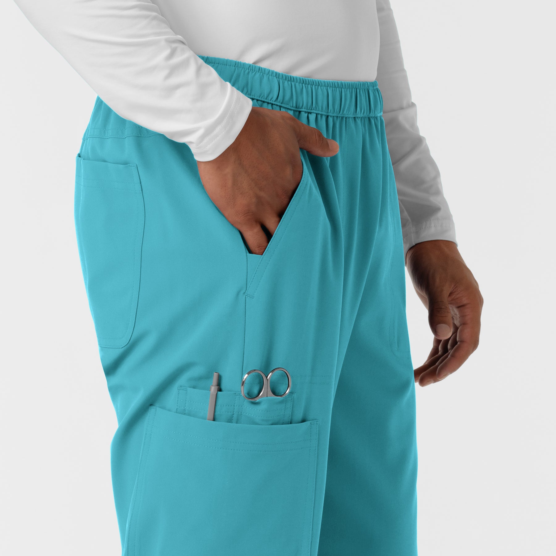 Nurtur Men's Straight Leg Cargo Scrub Pant - Teal Blue