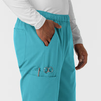Nurtur Men's Straight Leg Cargo Scrub Pant - Teal Blue
