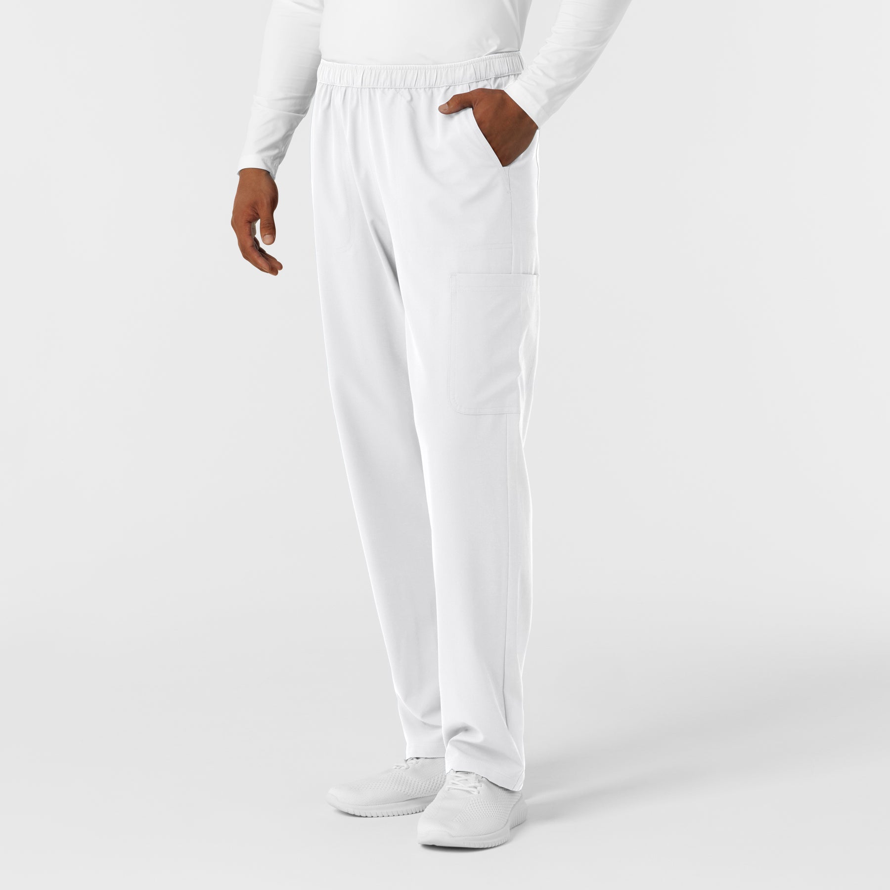 NURTUR Men's Straight Leg Cargo Scrub Pant White side view