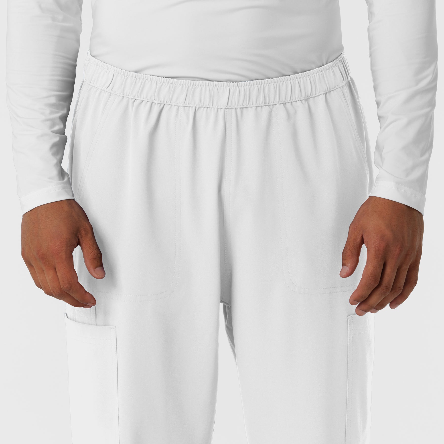 NURTUR Men's Straight Leg Cargo Scrub Pant White front detail