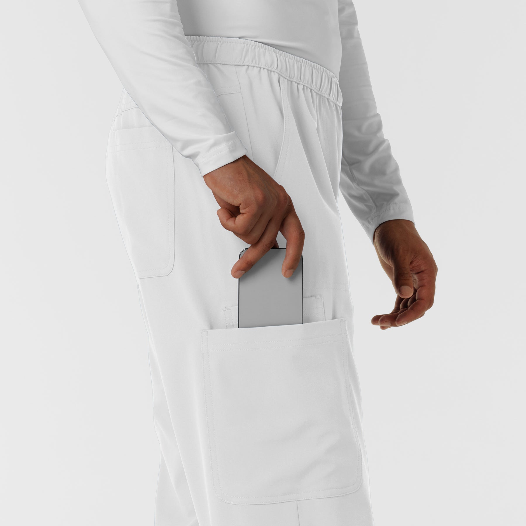 NURTUR Men's Straight Leg Cargo Scrub Pant White hemline detail