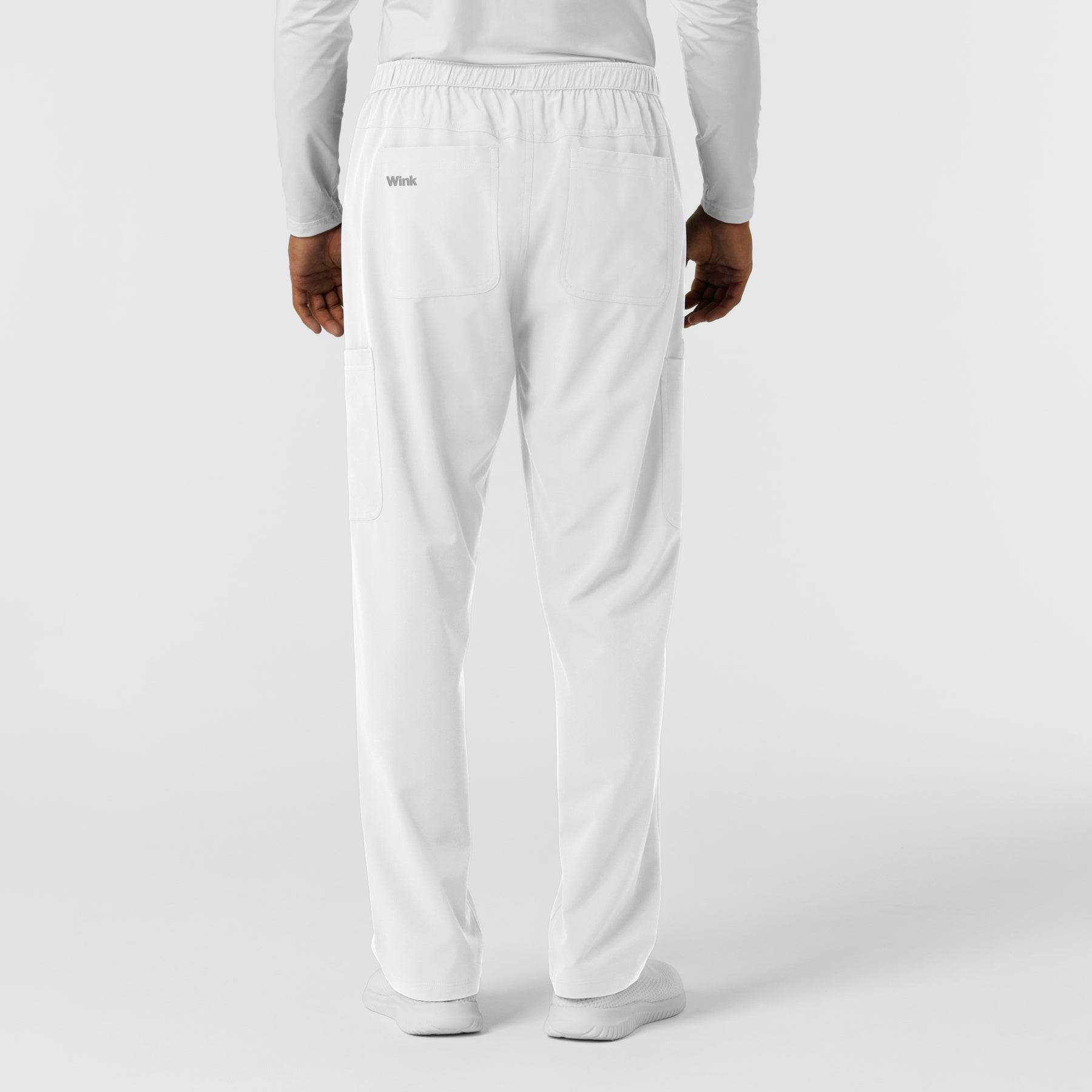 NURTUR Men's Straight Leg Cargo Scrub Pant White back view