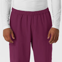 NURTUR Men's Straight Leg Cargo Scrub Pant Wine front detail