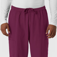 NURTUR Men's Straight Leg Cargo Scrub Pant Wine side detail 1
