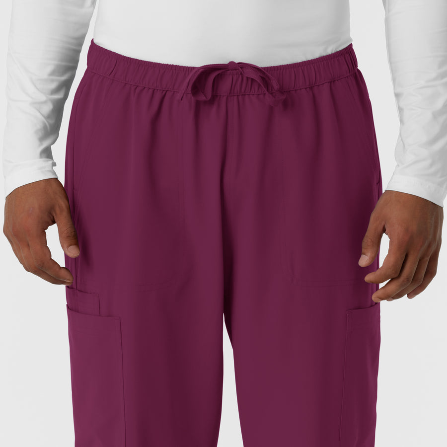 NURTUR Men's Straight Leg Cargo Scrub Pant Wine side detail 1
