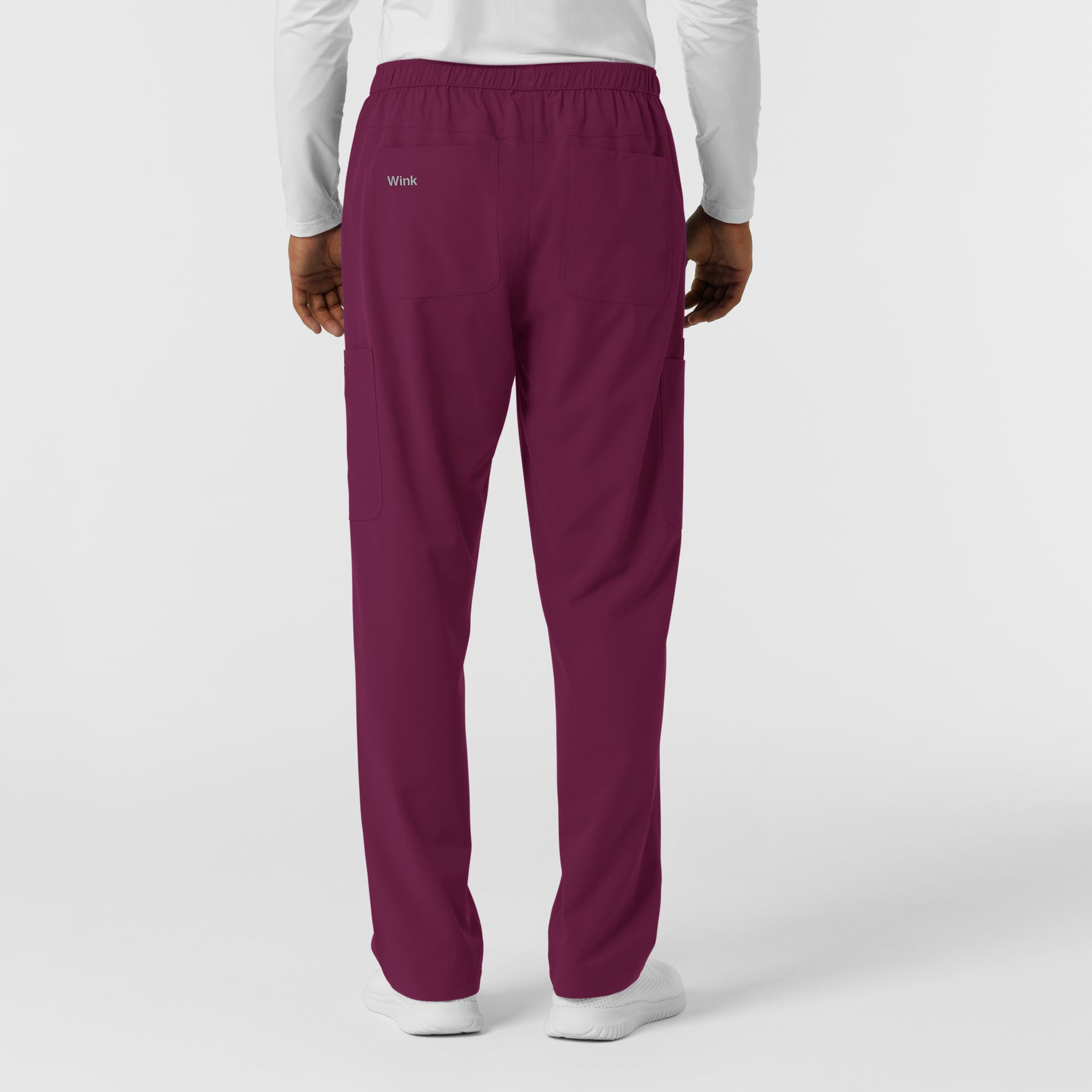 NURTUR Men's Straight Leg Cargo Scrub Pant Wine back view