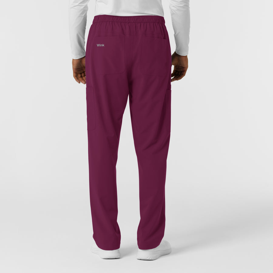 NURTUR Men's Straight Leg Cargo Scrub Pant Wine back view