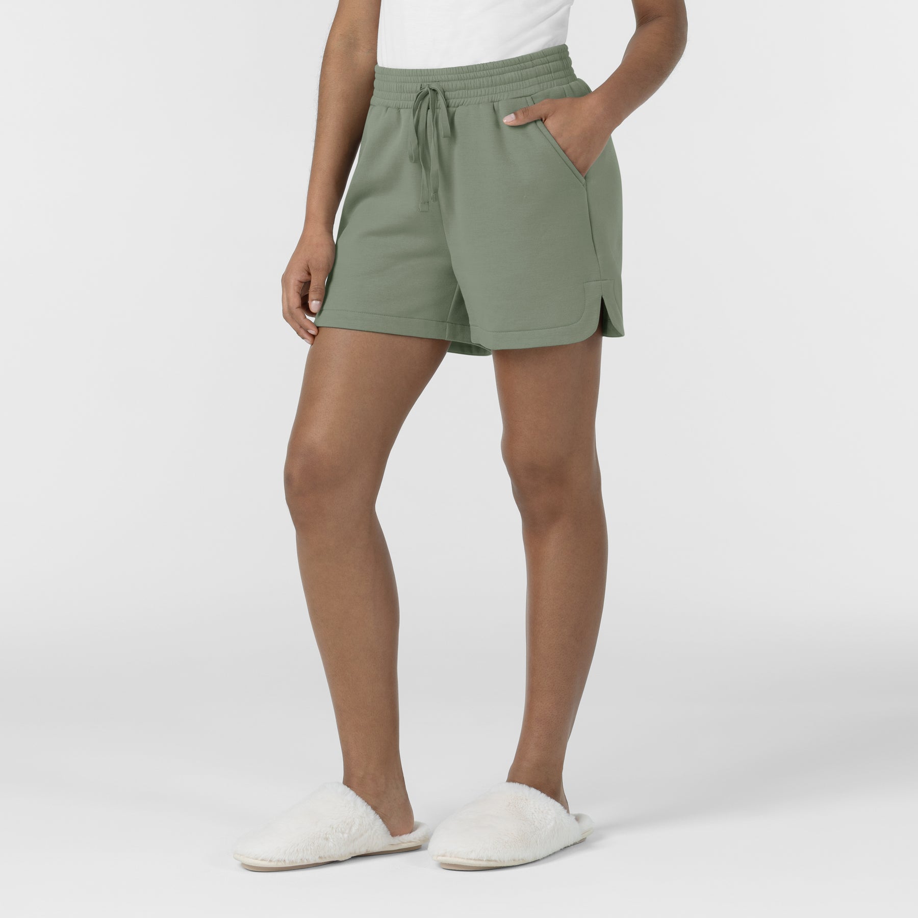 Unwind & Lounge Women's High Rise Shorts - Sage side