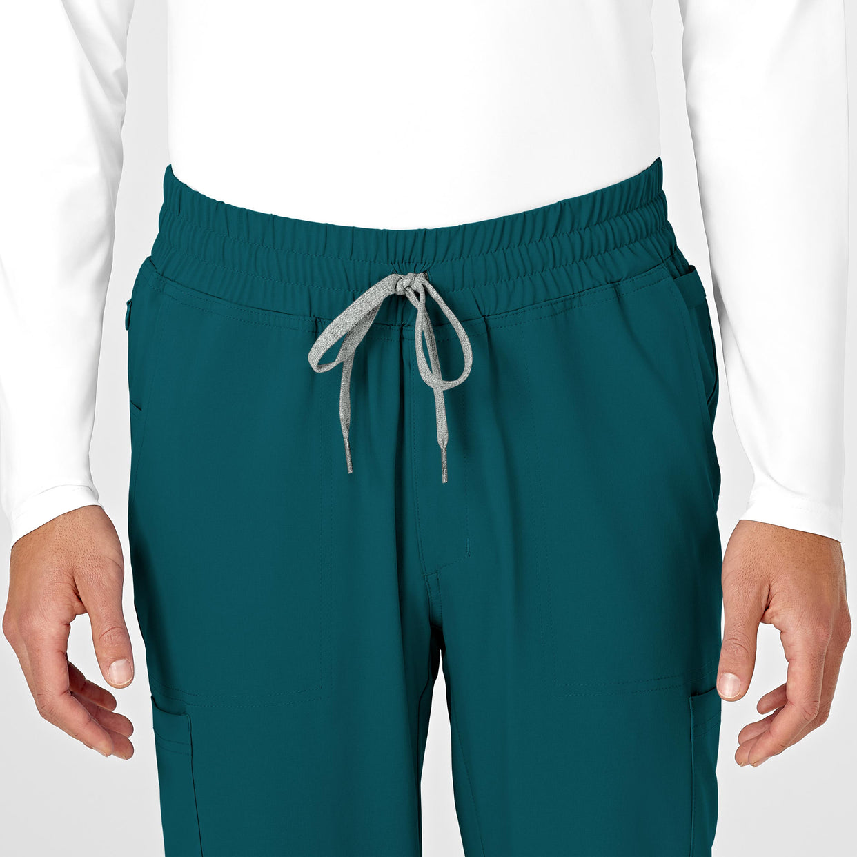 RENEW Men's Straight Slim Scrub Pant Caribbean Blue front detail