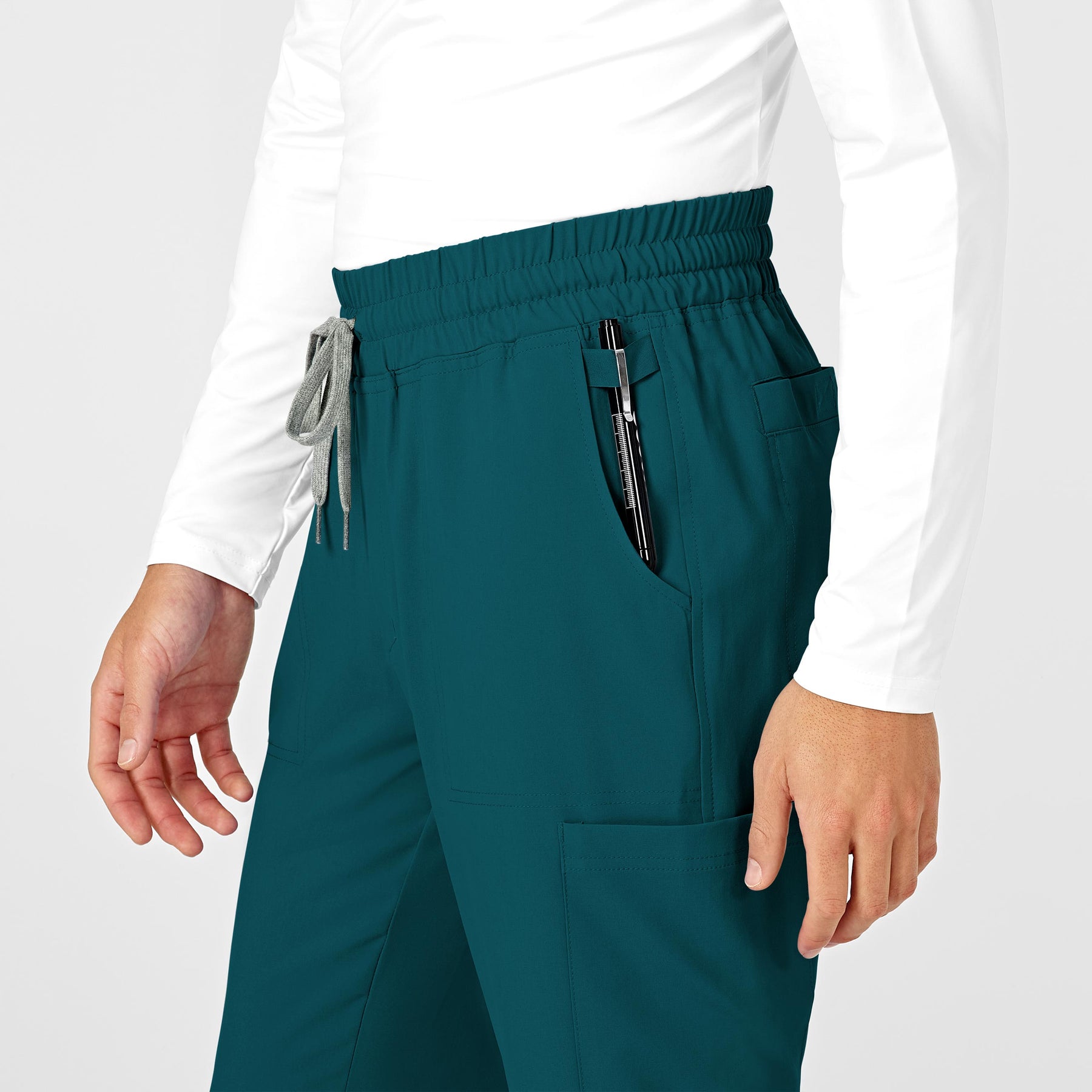RENEW Men's Straight Slim Scrub Pant Caribbean Blue side detail 1
