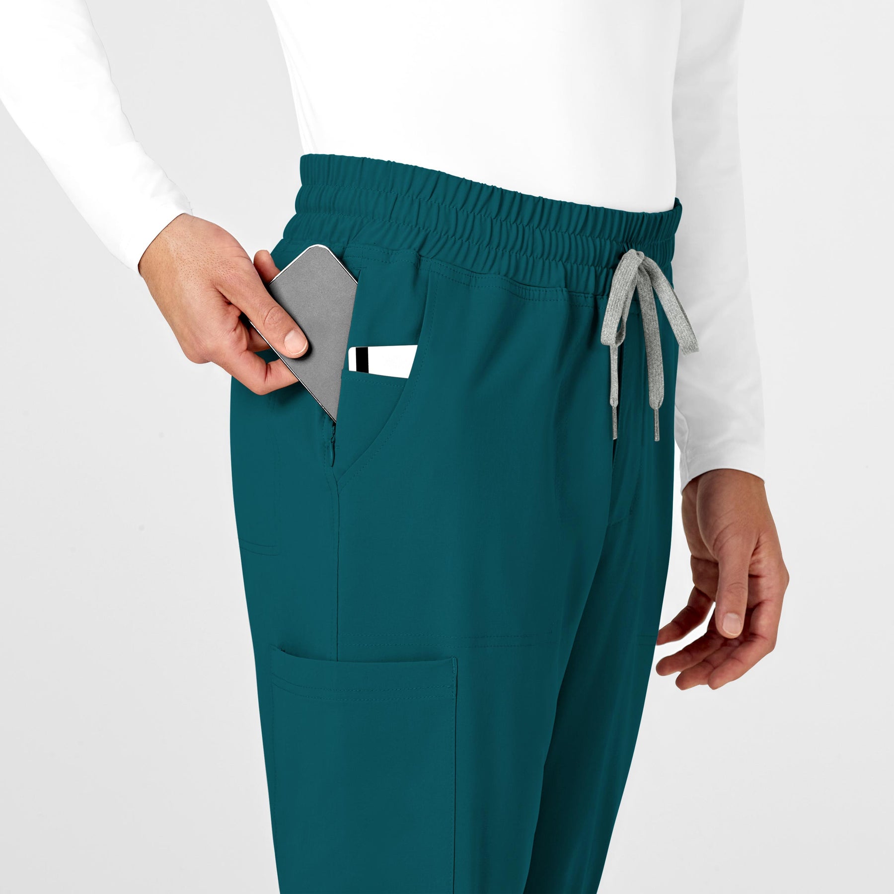 RENEW Men's Straight Slim Scrub Pant Caribbean Blue side detail 2
