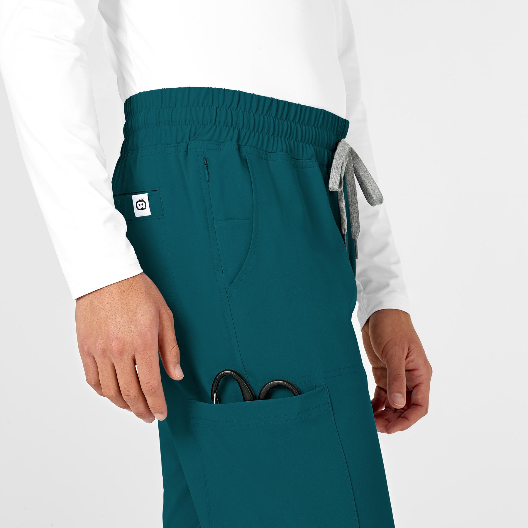 RENEW Men's Straight Slim Scrub Pant Caribbean Blue hemline detail