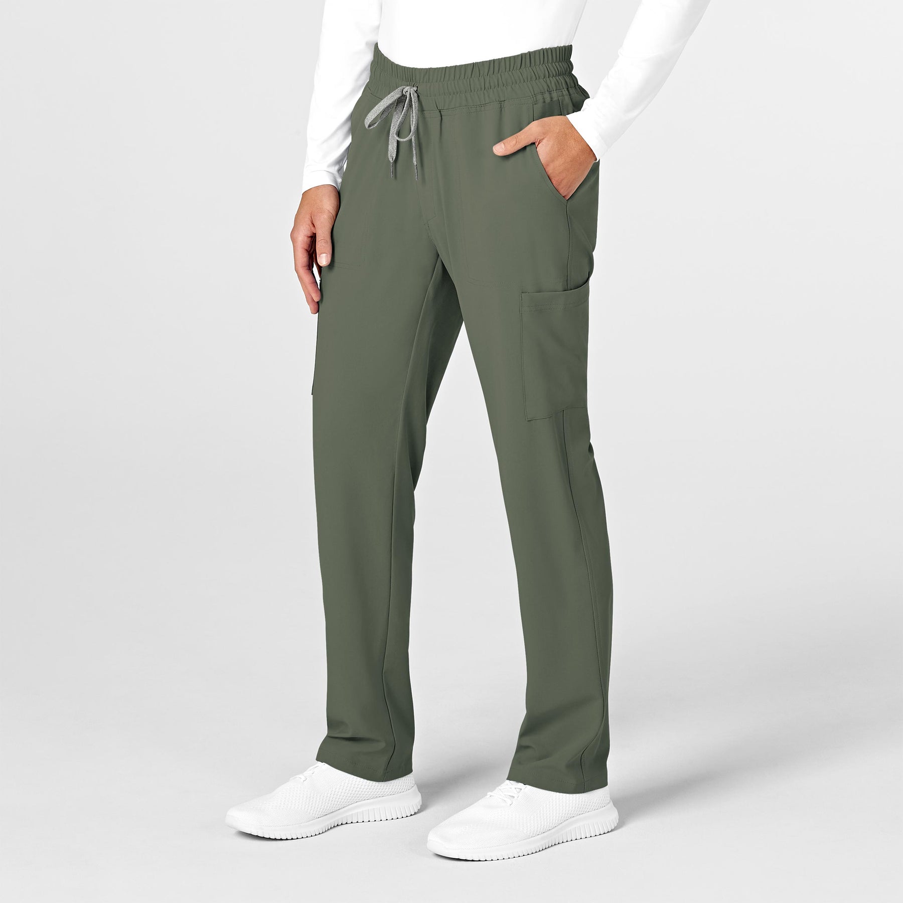 RENEW Men's Straight Slim Scrub Pant Olive side view