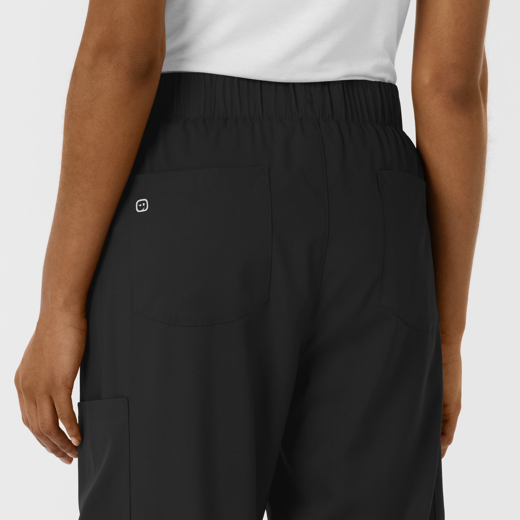 Boundless Women's Classic Wide Leg Cargo Scrub Pant Black - back pockets