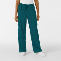 Boundless Women's Classic Wide Leg Cargo Scrub Pant - Caribbean