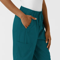 Boundless Women's Classic Wide Leg Cargo Scrub Pant Caribbean side detail 1