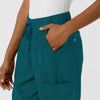 Boundless Women's Classic Wide Leg Cargo Scrub Pant Caribbean side detail 2