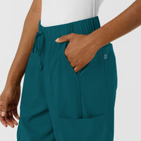 Boundless Women's Classic Wide Leg Cargo Scrub Pant Caribbean side detail 2