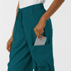 Boundless Women's Classic Wide Leg Cargo Scrub Pant Caribbean back detail