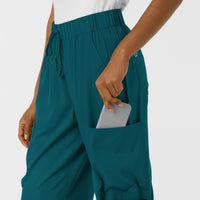 Boundless Women's Classic Wide Leg Cargo Scrub Pant Caribbean back detail