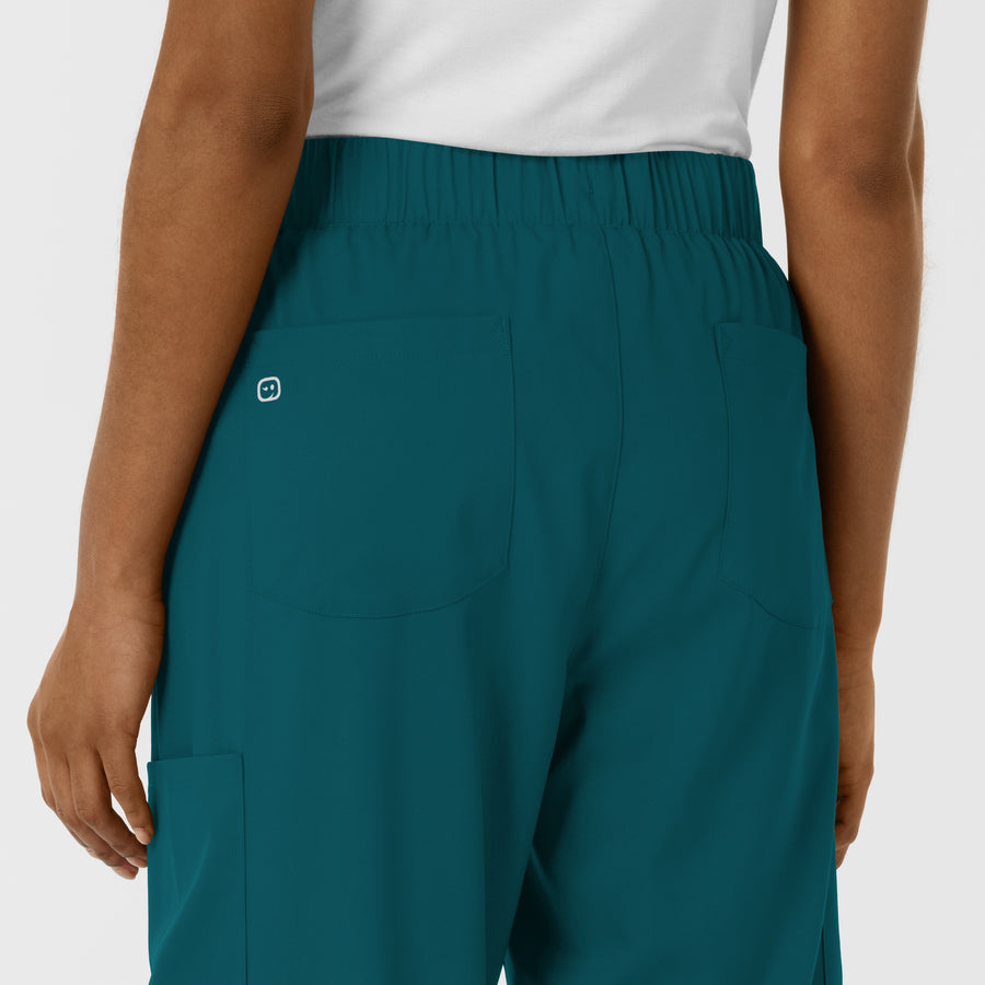 Boundless Women's Classic Wide Leg Cargo Scrub Pant - Caribbean
