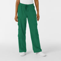 Boundless Women's Classic Wide Leg Cargo Scrub Pant - Hunter
