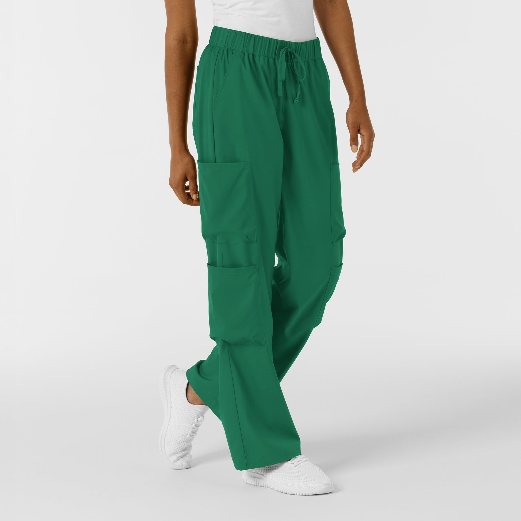Boundless Women's Classic Wide Leg Cargo Scrub Pant Hunter side view