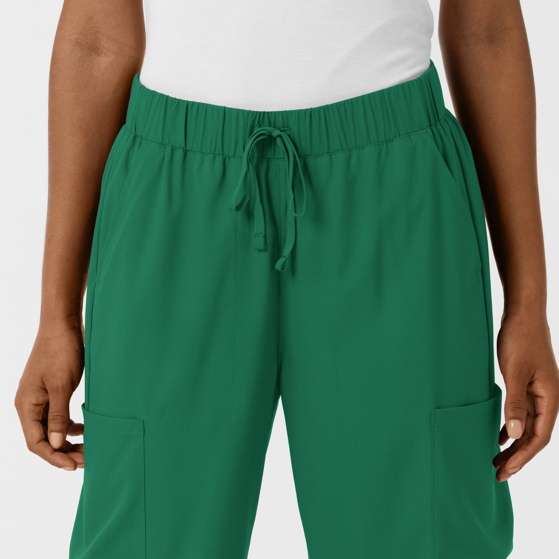 Boundless Women's Classic Wide Leg Cargo Scrub Pant Hunter front detail